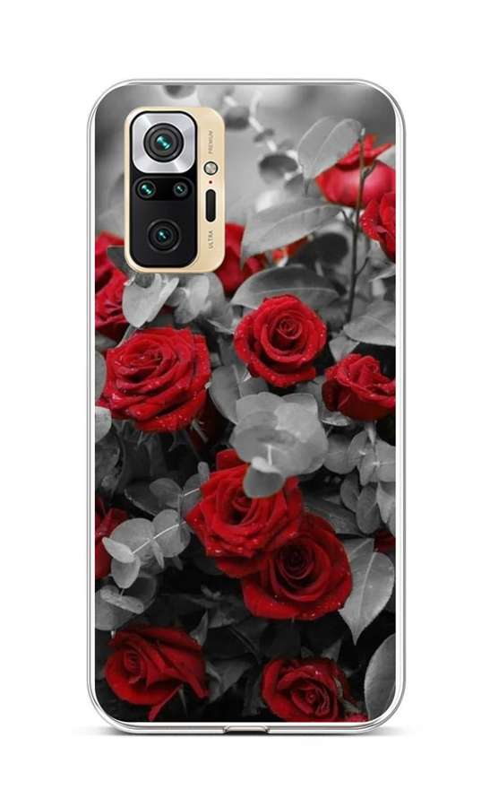 Zadní silikonový kryt na Xiaomi Redmi Note 10 Pro Červené růže mix