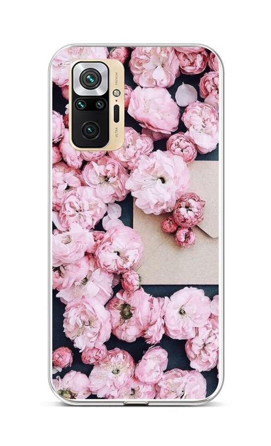 Zadní silikonový kryt na Xiaomi Redmi Note 10 Pro Růžové květy