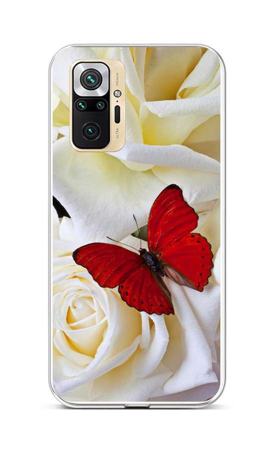 Zadní silikonový kryt na Xiaomi Redmi Note 10 Pro Červený motýl