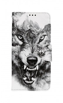 Knížkové pouzdro na Samsung A12 Černobílý vlk