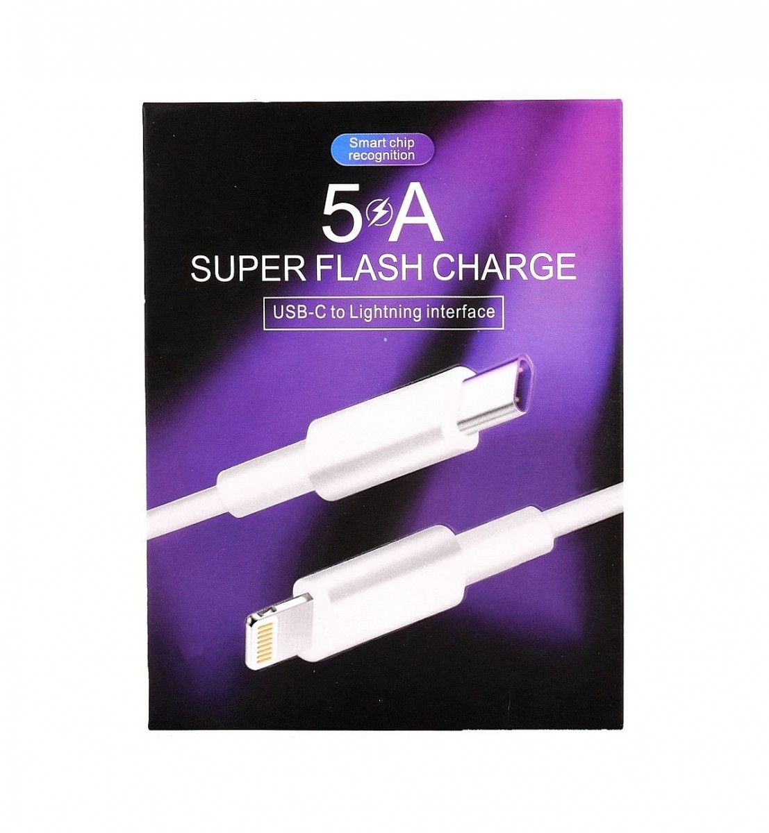 Datový kabel Super Flash Charge USB-C - Lightning 1 m bílý 5A