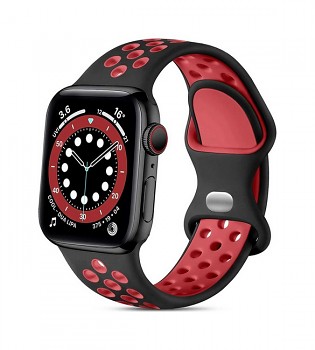 Silikonový řemínek Bubble pro Apple Watch 3-4-5-6-SE 42-44mm černo-červený