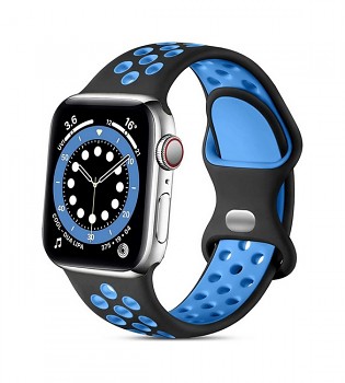 Silikonový řemínek Bubble pro Apple Watch 3-4-5-6-SE 42-44mm černo-modrý