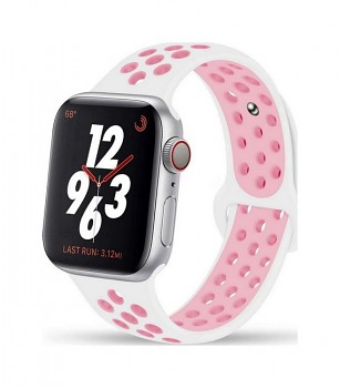 Silikonový řemínek Bubble pro Apple Watch 3-4-5-6-SE 42-44mm bílo-růžový