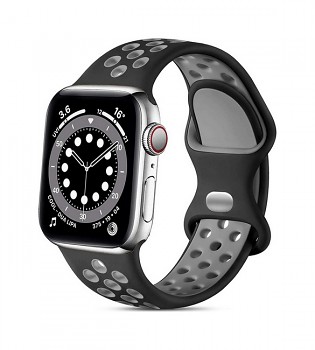 Silikonový řemínek Bubble pro Apple Watch 3-4-5-6-SE 38-40mm černo-šedý