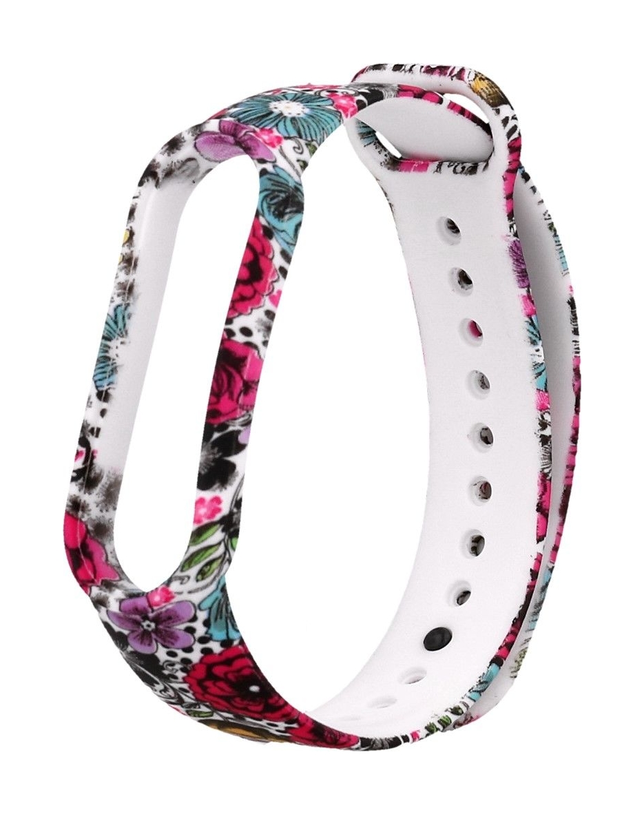 Silikonový řemínek Basic pro Xiaomi Mi Band 5-6 Flowers dark