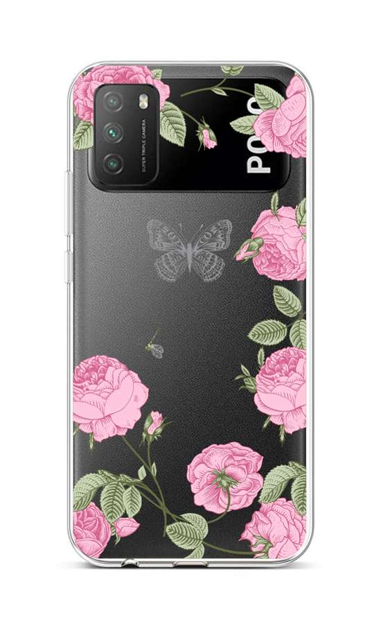 Levně Kryt TopQ Xiaomi Poco M3 silikon Pivoňky 60631 (pouzdro neboli obal na mobil Xiaomi Poco M3)