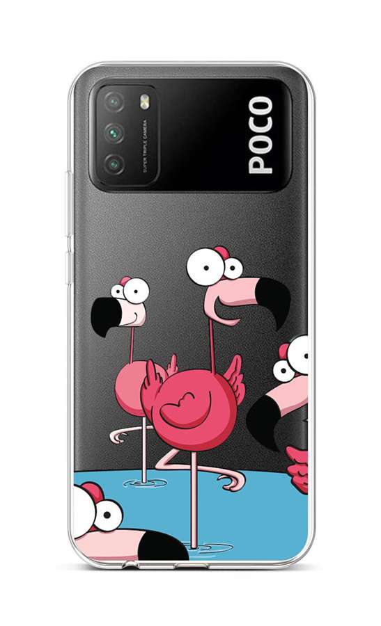 Levně Kryt TopQ Xiaomi Poco M3 silikon Cartoon Flamingos 60643 (pouzdro neboli obal na mobil Xiaomi Poco M3)