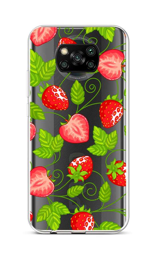 Levně Kryt TopQ Xiaomi Poco X3 silikon Strawberries 60855 (pouzdro neboli obal na mobil Xiaomi Poco X3)