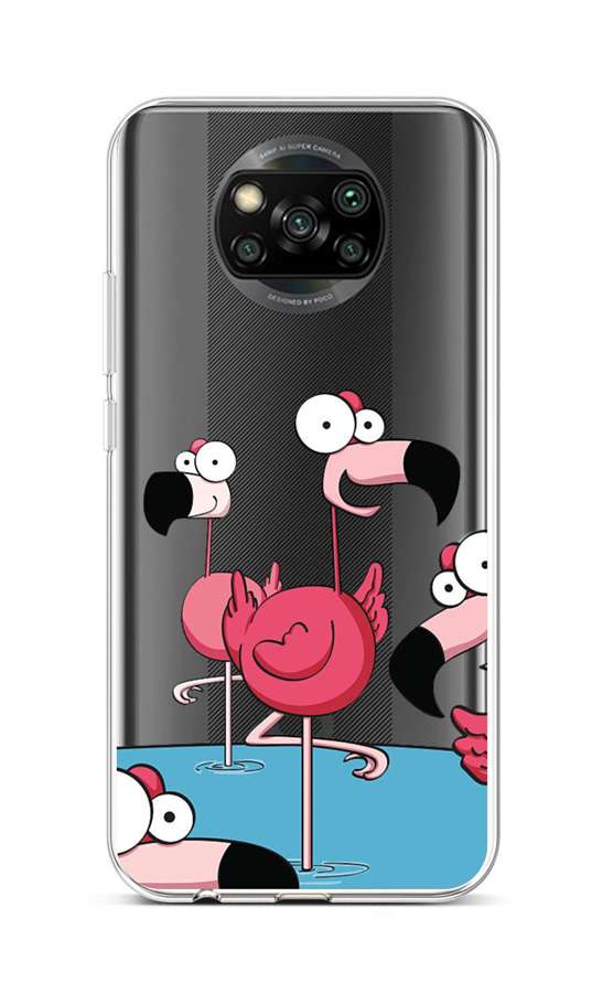 Levně Kryt TopQ Xiaomi Poco X3 silikon Cartoon Flamingos 60860 (pouzdro neboli obal na mobil Xiaomi Poco X3)