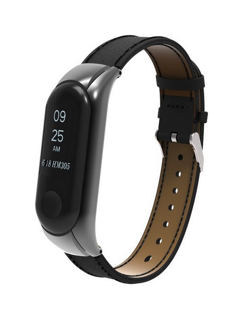 Řemínek z umělé kůže Classic pro Xiaomi Mi Band 5-6 černý    
