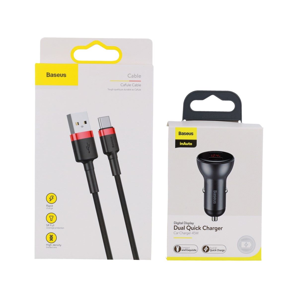 Rychlonabíječka do auta Baseus Smart 45W včetně USB-C datového kabelu černá