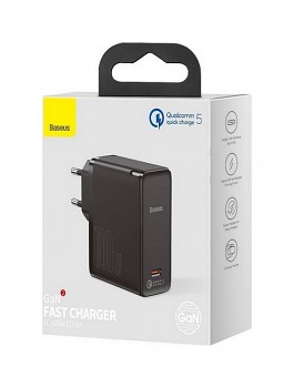 Rychlonabíječka Baseus GaN2 100W včetně USB-C datového kabelu černá