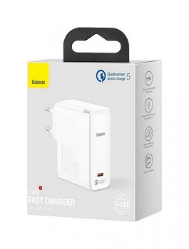 Rychlonabíječka Baseus GaN2 100W včetně USB-C datového kabelu bílá