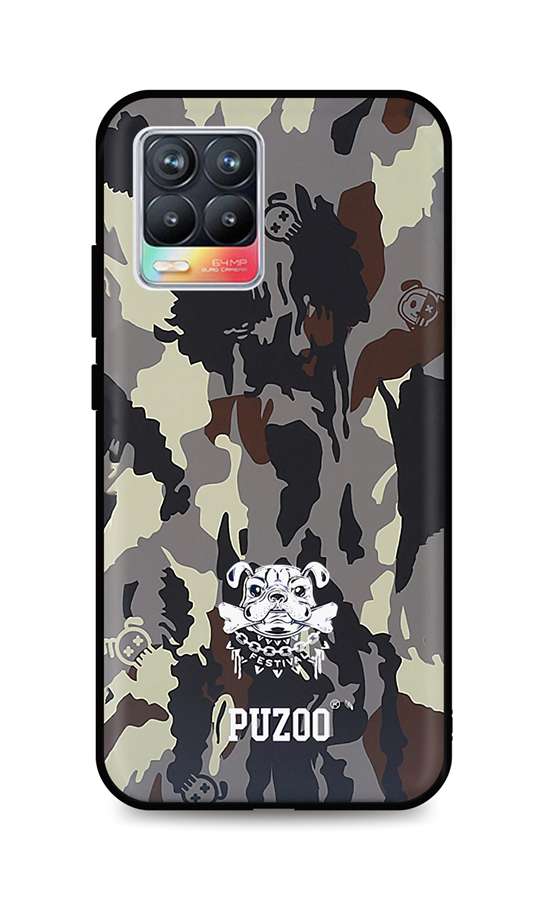 Zadní 3D silikonový kryt na Realme 8 Maskáčové s buldokem