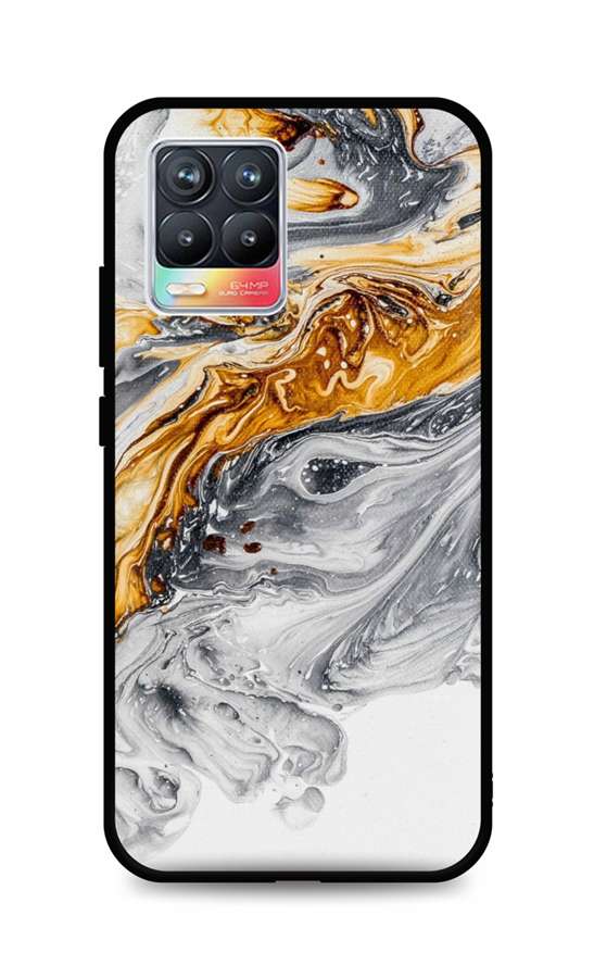 Zadní pevný kryt LUXURY na Realme 8 Marble šedo-zlatý