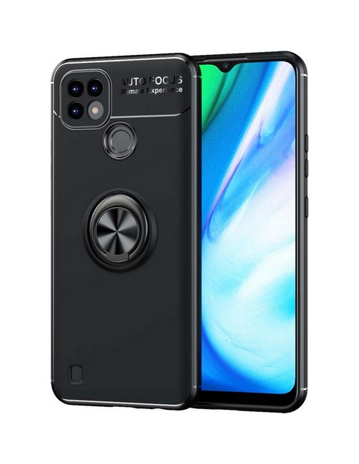 Zadní silikonový kryt na Realme C21 černý s černým prstenem