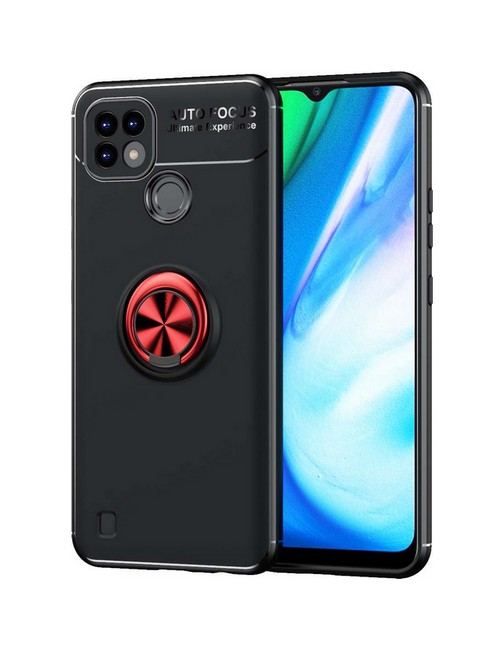 Zadní silikonový kryt na Realme C21 černý s červeným prstenem