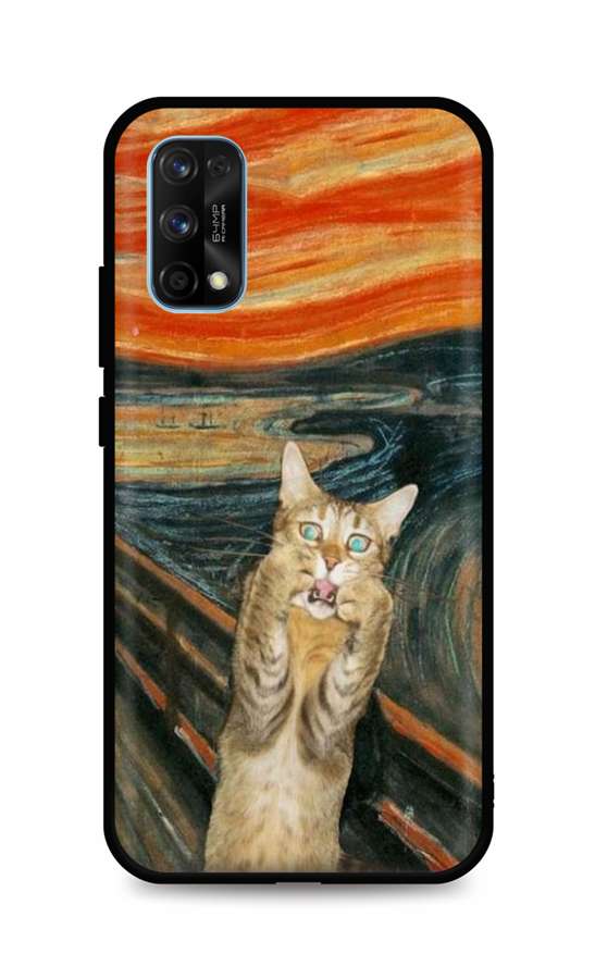 Zadní silikonový kryt DARK na Realme 7 Pro Scared Cat