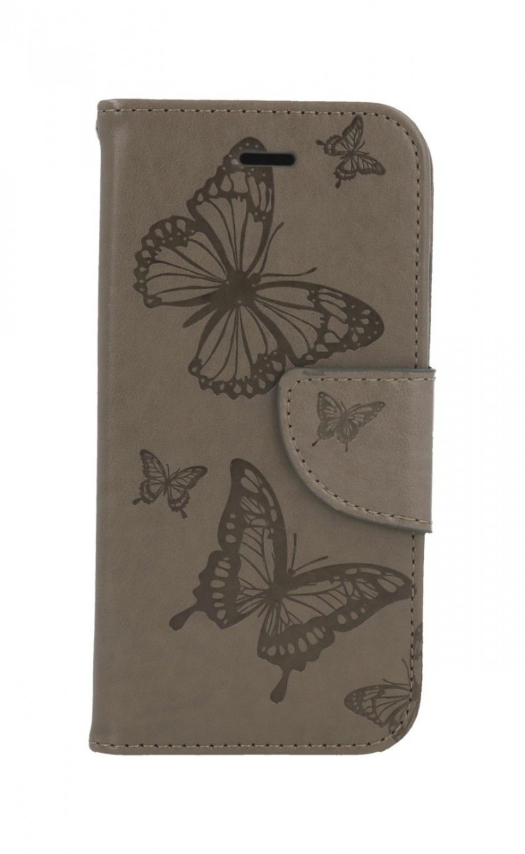 Knížkové pouzdro na iPhone SE 2020 Butterfly šedé