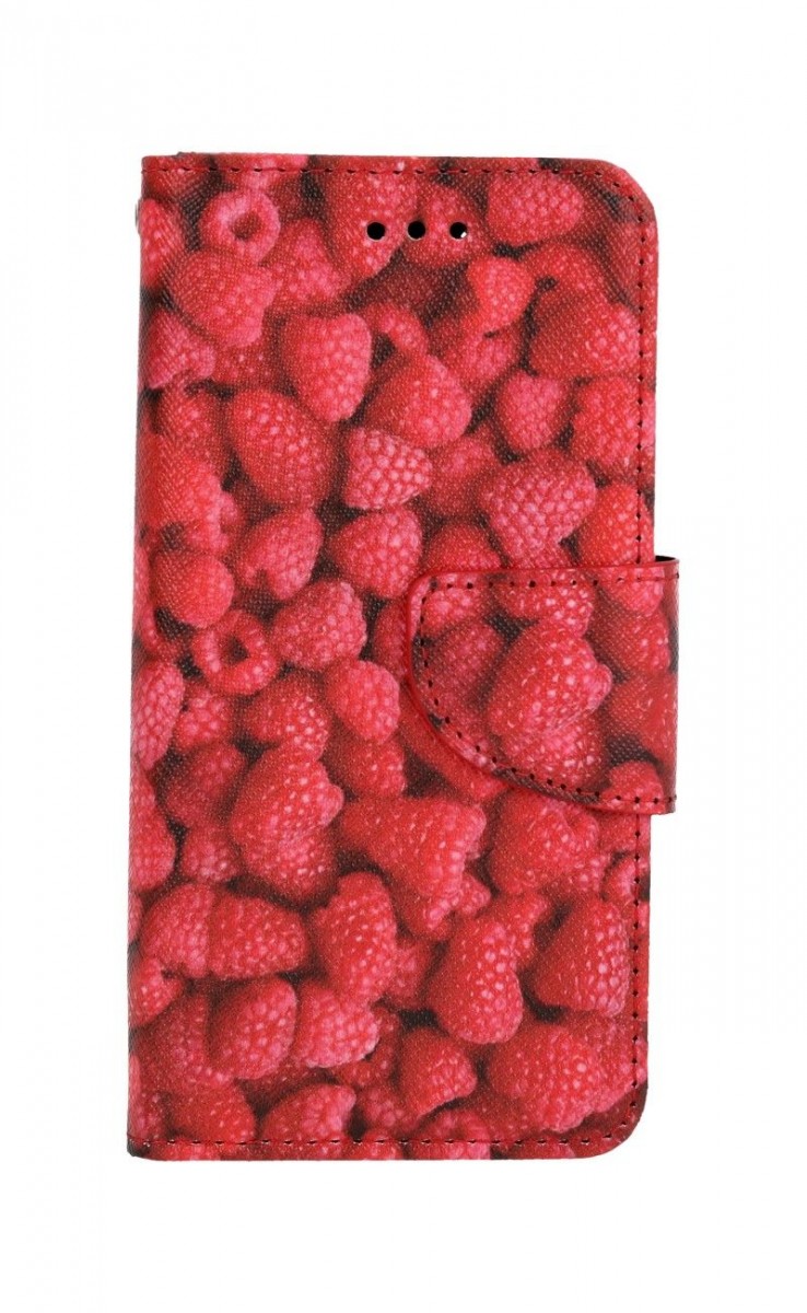 Levně Pouzdro TopQ iPhone SE 2020 knížkové Maliny 62613 (obal neboli kryt na mobil iPhone SE 2020)