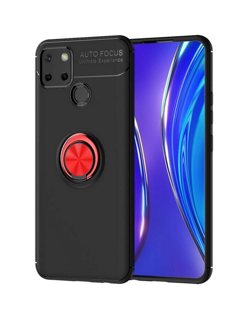 Zadní silikonový kryt na Realme 7i černý s červeným prstenem