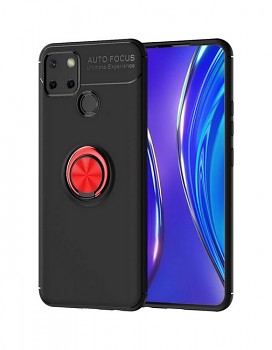 Zadní silikonový kryt na Realme 7i černý s červeným prstenem