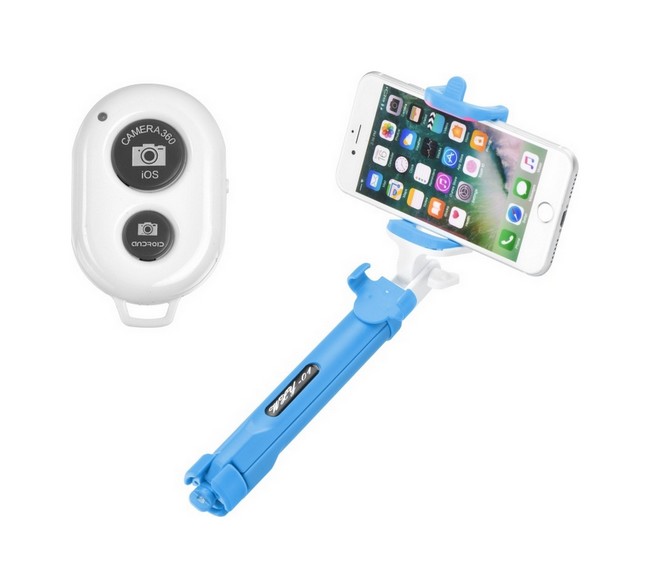 Bluetooth tripod selfie tyč Blun modrá  