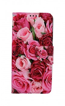 Knížkové pouzdro na Samsung A52 Růžové růžičky