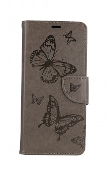 Knížkové pouzdro na Samsung A22 5G Butterfly šedé