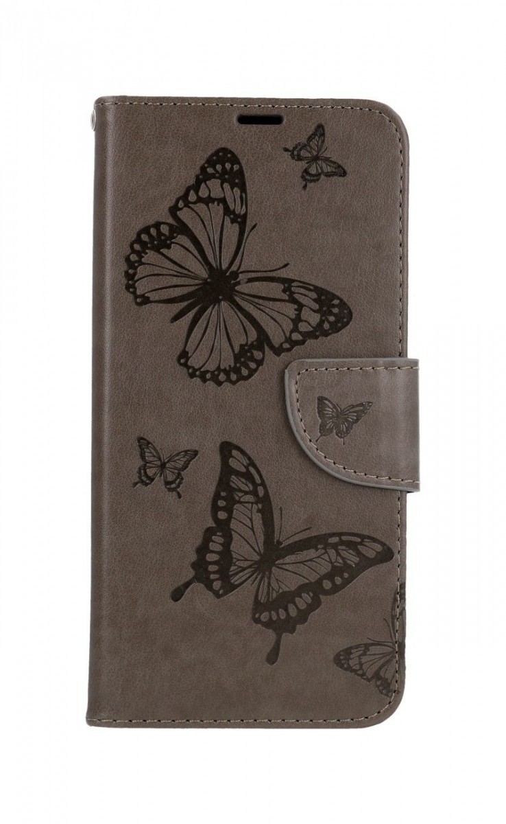 Levně Pouzdro TopQ Samsung A22 knížkové Butterfly šedé 63571 (kryt neboli obal Samsung A22)