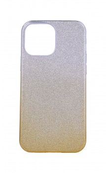 Zadní pevný kryt na iPhone 13 Pro Max glitter stříbrno-oranžový
