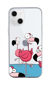Zadní silikonový kryt na iPhone 13 Cartoon Flamingos