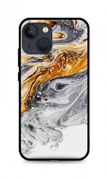 Zadní pevný kryt LUXURY na iPhone 13 Marble šedo-zlatý