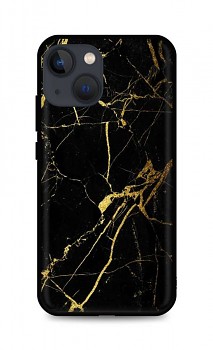 Zadní pevný kryt LUXURY na iPhone 13 Marble černo-zlatý