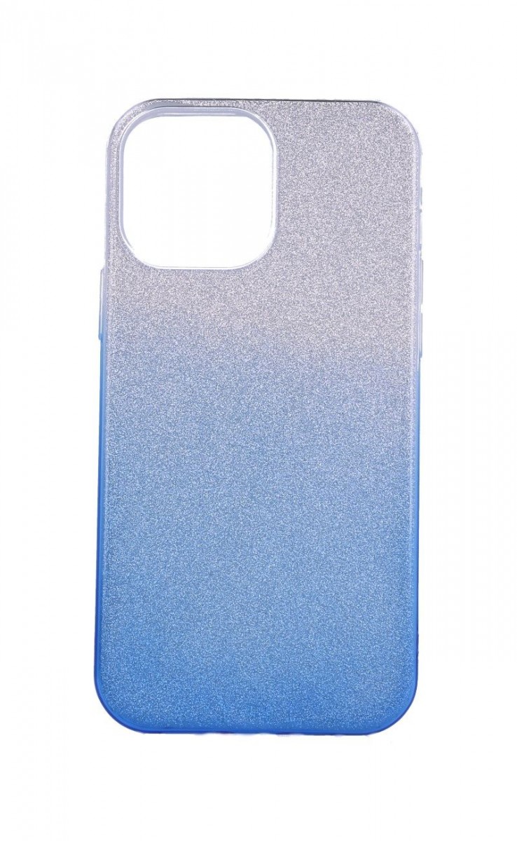 Zadní pevný kryt na iPhone 13 Pro Max glitter stříbrno-modrý