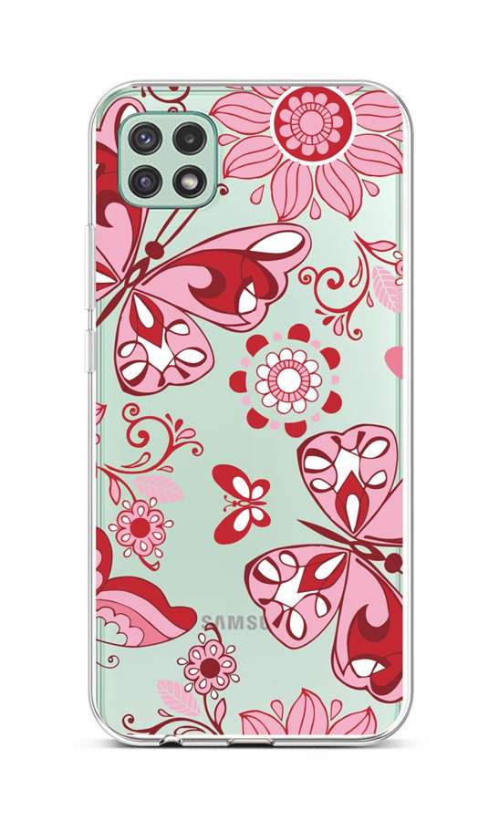 Zadní silikonový kryt na Samsung A22 5G Pink Butterfly