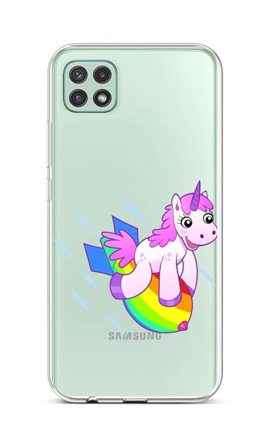 Levně Kryt TopQ Samsung A22 5G silikon Flying Unicorn 65145 (pouzdro neboli obal na mobil Samsung A22 5G)