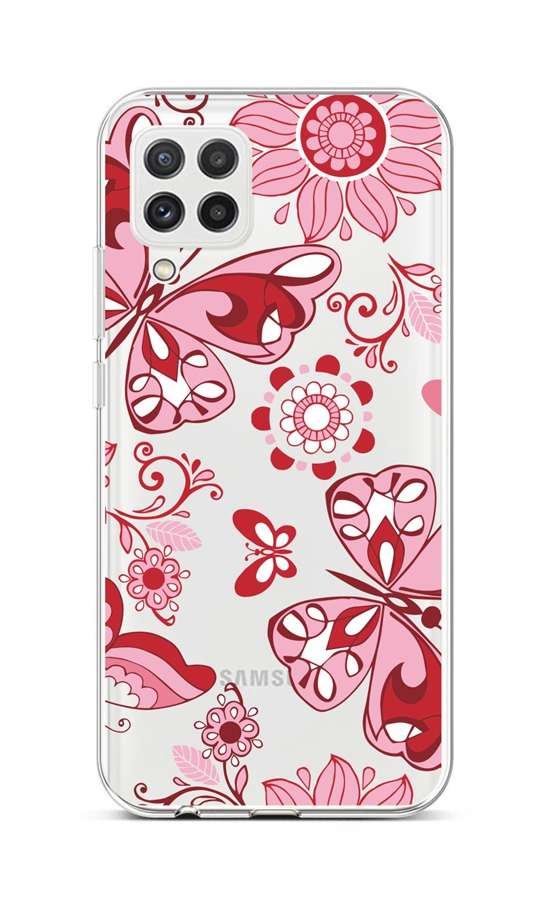 Levně Kryt TopQ Samsung A22 silikon Pink Butterfly 65232 (pouzdro neboli obal na mobil Samsung A22)