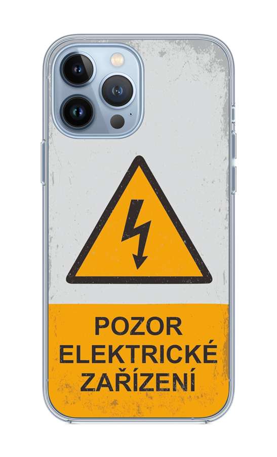 Zadní silikonový kryt na iPhone 13 Pro Pozor elektrické zařízení