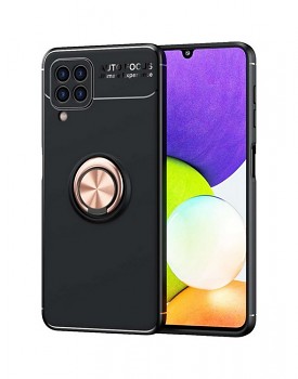 Zadní silikonový kryt na Samsung A22 černý s měděným prstenem