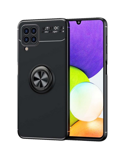 Zadní silikonový kryt na Samsung A22 černý s černým prstenem
