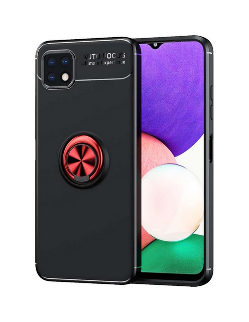 Levně Kryt TopQ Samsung A22 5G silikon černý s červeným prstenem 65448 (pouzdro neboli obal na mobil Samsung A22 5G)