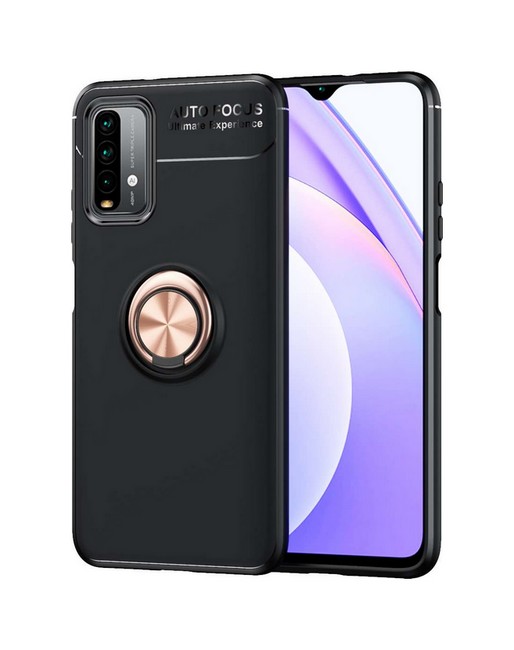 Zadní silikonový kryt na Xiaomi Redmi 9T černý s měděným prstenem