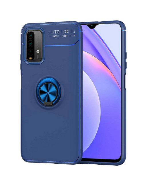 Zadní silikonový kryt na Xiaomi Redmi 9T modrý s modrým prstenem