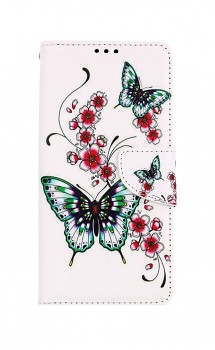 Knížkové pouzdro na Samsung A22 5G Motýlci s květinou