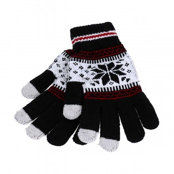 Dotykové rukavice pro mobilní telefon Snowflake černo-červené vel. M