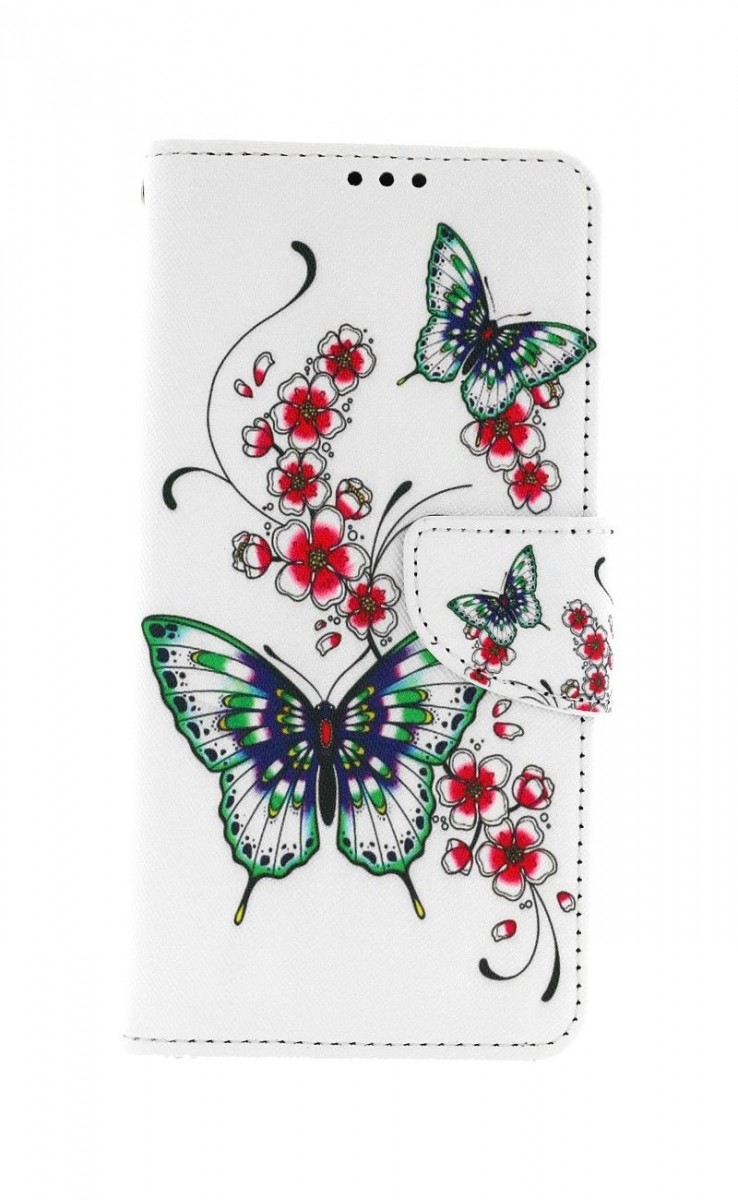 Knížkové pouzdro na Samsung A22 Motýlci s květinou