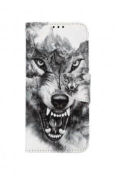 Knížkové pouzdro na Samsung A22 Černobílý vlk