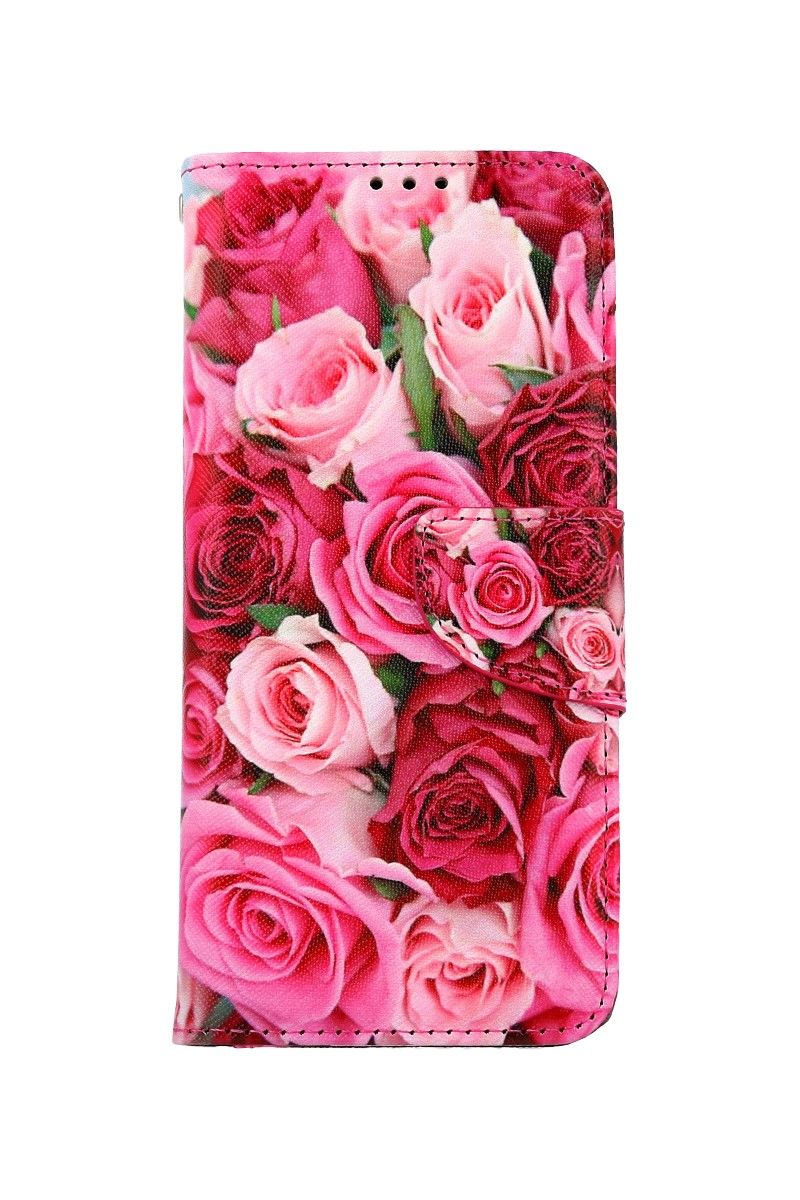 Levně Pouzdro TopQ Samsung A22 knížkové Růžové růžičky 66274 (obal neboli kryt na mobil Samsung A22)